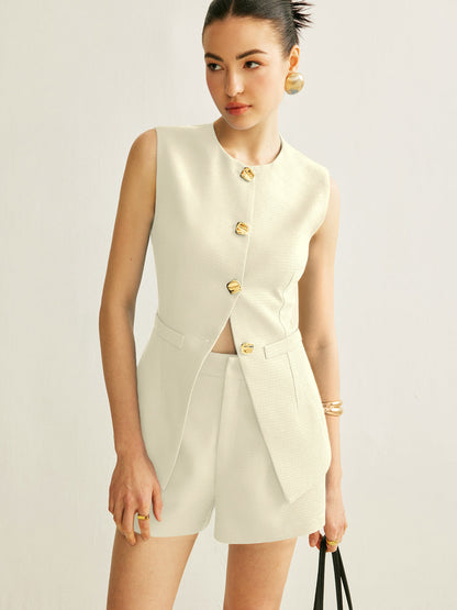 Vestido con botones elegante y pantalon corto