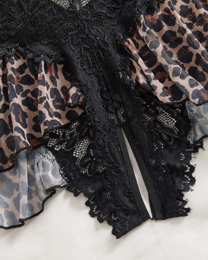 Pijama sexy de encaje liso